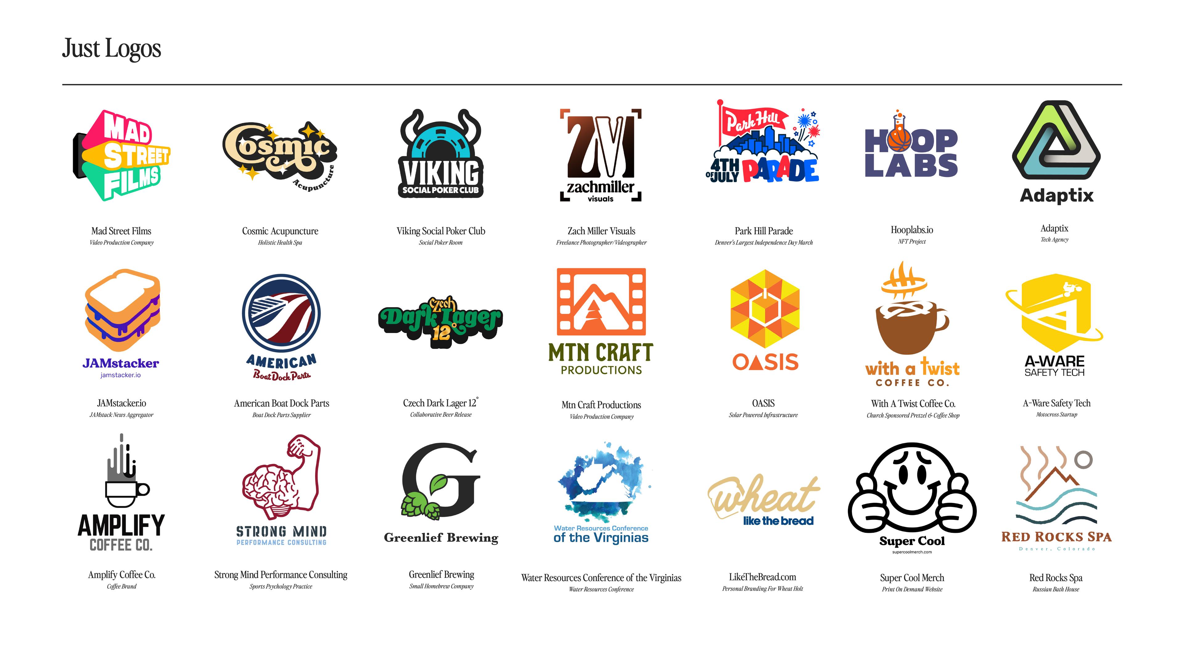 A collection of logo marks
